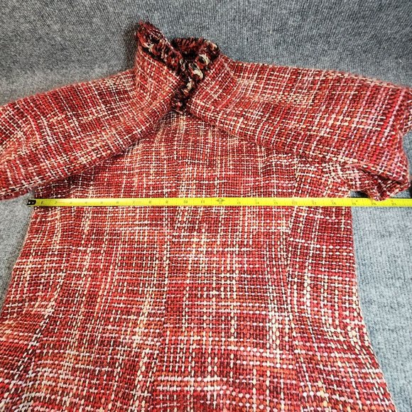 Rafella Womens Woven Jacket Red White Raw Hems Womens Size 10 Acrylic Wool Blend - Picture 8 of 10